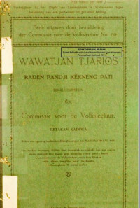 Image of Wawatjan Tjarios Raden Pandji Kerneng Pati